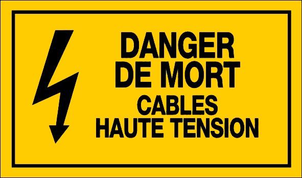 panneau signalisation attention danger de mort câble haute tension