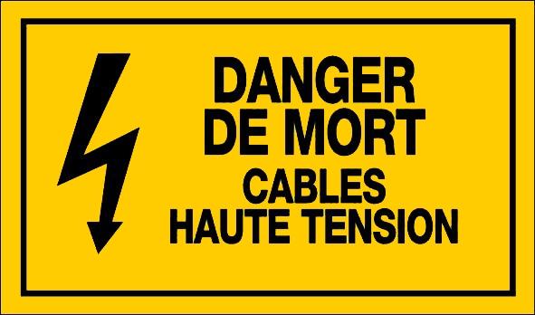 panneau signalisation attention danger de mort câble haute tension